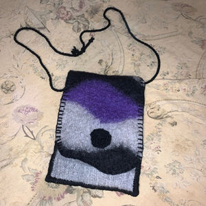 Women's Unbranded One Size Grey Purple Black Felted Crossbody Bag